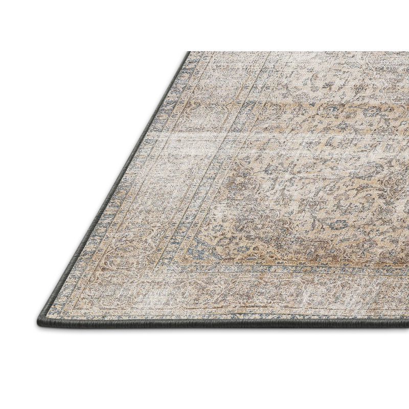 Tapis traditionnel rose clair / gris Sibyll, Rectangle 5 pi x 7 pi