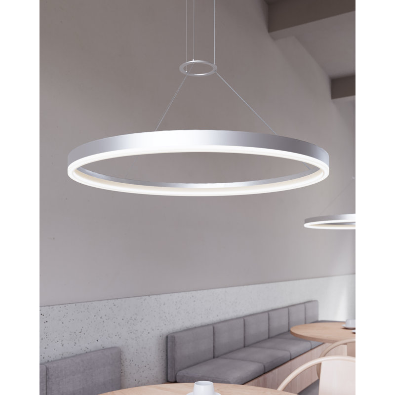 Corona 1-Light LED Unique / Statement Chandelier, 2" H x 32" W x 32" D, Bright Satin Aluminum, 3000K