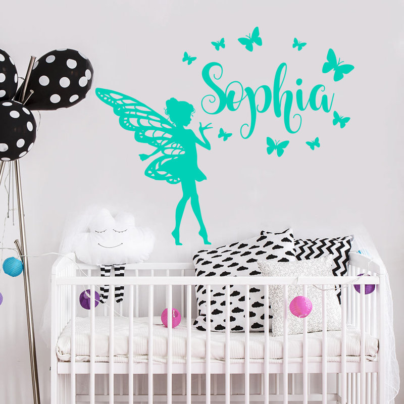 Décalcomanie murale chambre de bébé papillon, Menthe