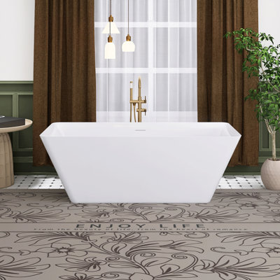 66" Glossy White Acrylic Freestanding Soaking Bathtub