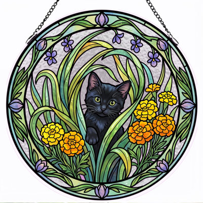 Panneau de vitrail en verre coloré, 7,8 heures
