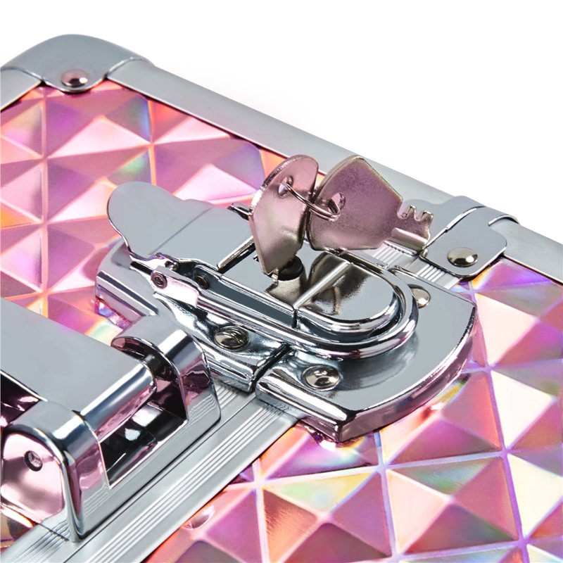 Trousse de maquillage à roulettes 4 en 1 Abrams Professional, Paillettes roses