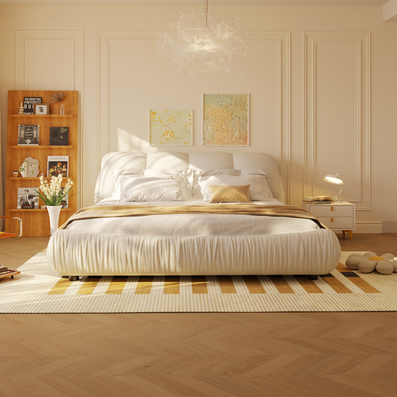 Lit plateforme de luxe avec dossier surdimensionné rembourré, lit plateforme tapissier, lit unique, Très grand, Vert