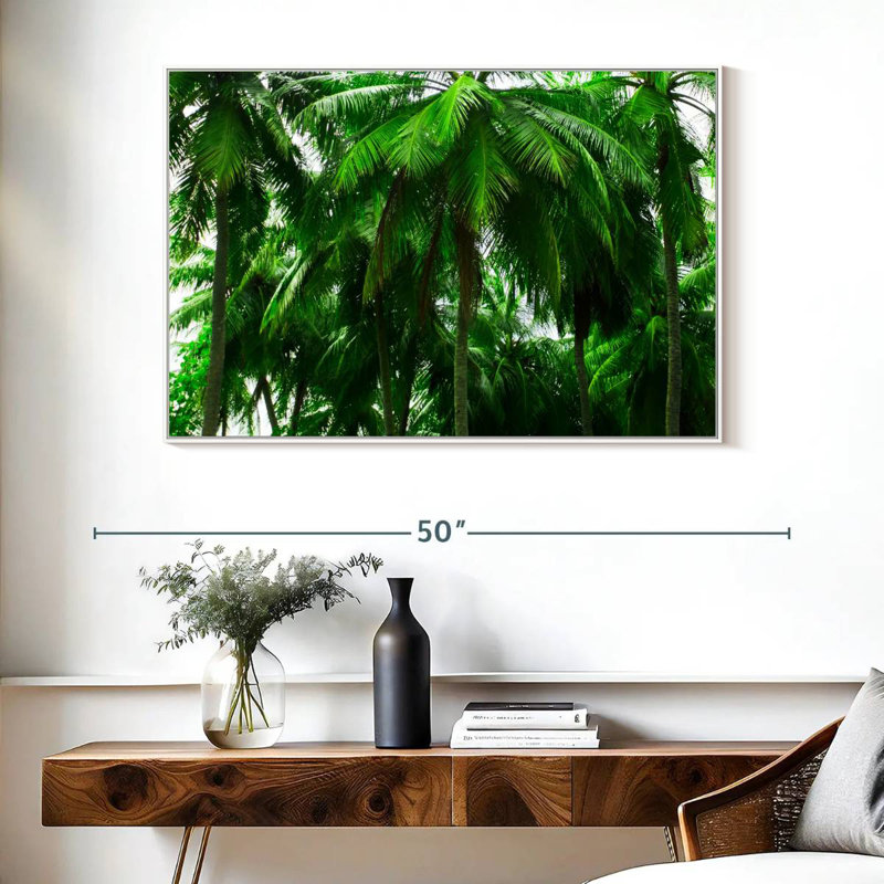 Palmier forêt, Cadre flottant blanc, 40 po x 27 po
