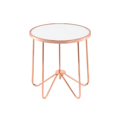 Table en verre rose doré givré, verre trempé 5 mm à extrémité ronde, profondeur de 22 pouces, charge de 40 lb, table de poids de 11 lb avec garniture en métal, limite, produit