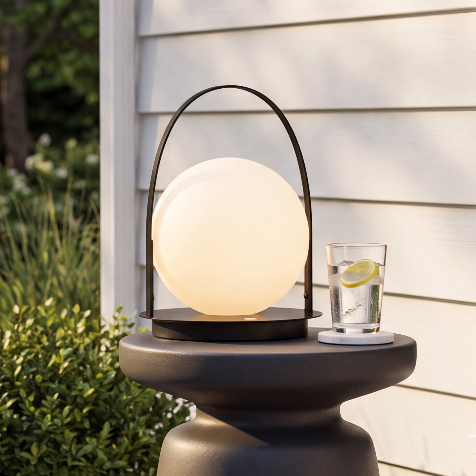 Bola LED Outdoor Lantern, Matte Black/Black