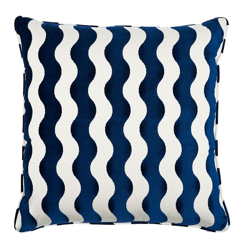 Schumacher x Miles Redd The Wave Pillow, Navy, 20" x 20"