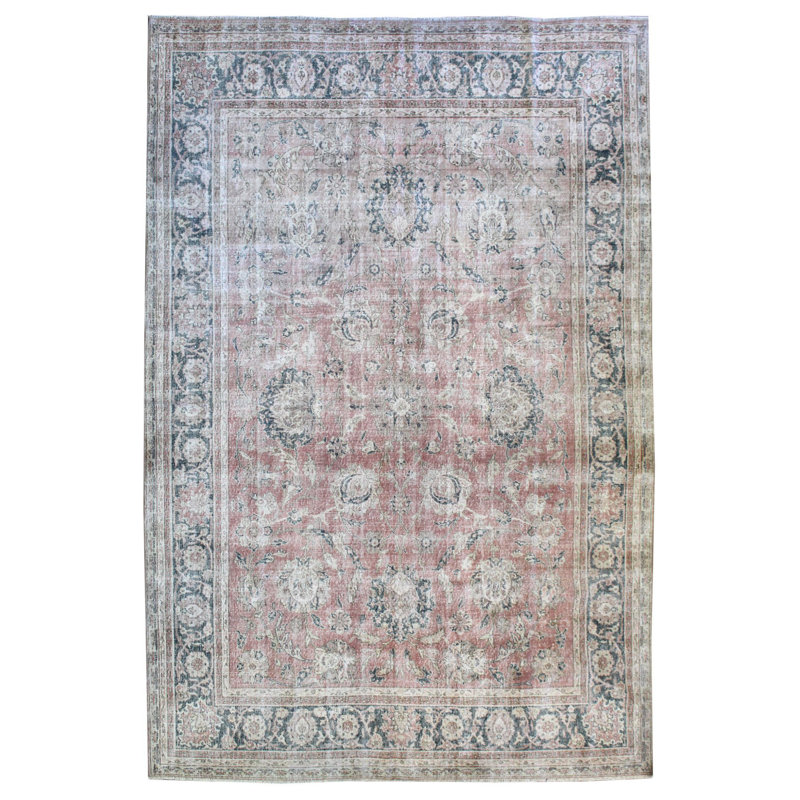 Tapis unique rose tissé à la main de 7 pi 11 po x 12 pi des années 1940 Kayseri