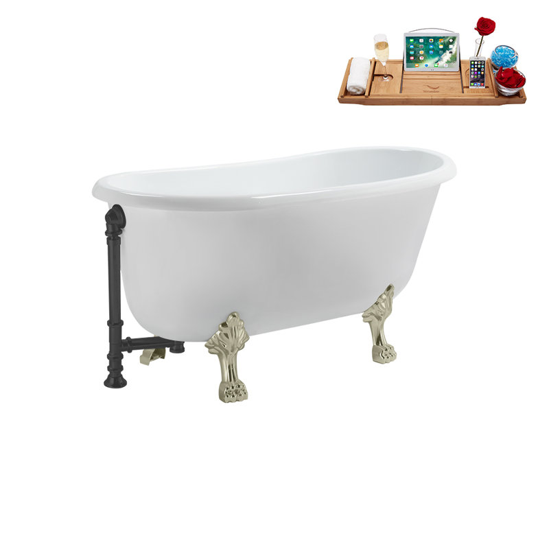 57.5'' x 29.5'' Soaking Acrylic Bathtub, Brushed GunMetal, Brushed Nickel