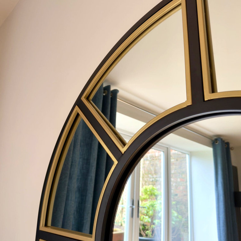 Mio - Black & Gold Metal Arched Window Wall & Leaner Mirror, 180cm x 105cm