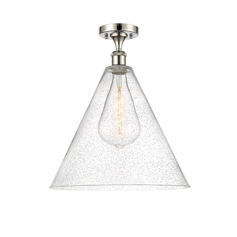 Plafonnier semi-encastré 1 lumière Amabl, Ampoule non incluse, H 18,75 po x l 16 po x P 16 po, Nickel poli