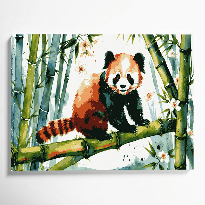 Faune, panda rouge, art mural sur toile blanche