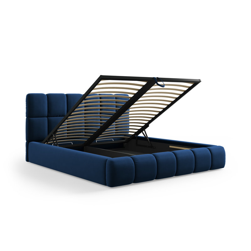 Nehimiah Upholstered Bed Frame, Super King (6'), Blue