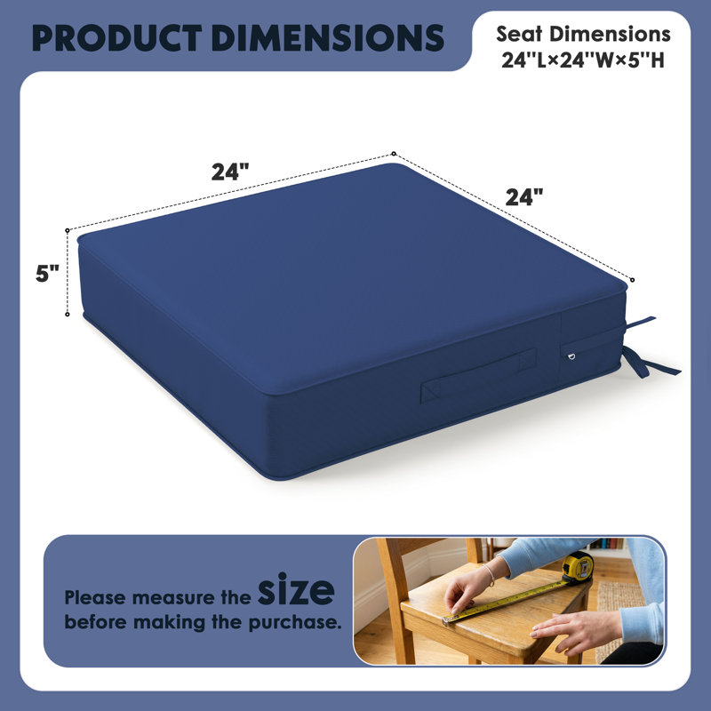 Wynee Outdoor Cushions 24X24x5 Outdoor Chair Cushions And Seat Cushions, Blue, Set of 2