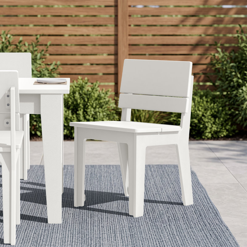 Chaises de salle à manger d'extérieur Planta en PEHD sans accoudoirs, résistantes aux intempéries (lot de 2), Blanc