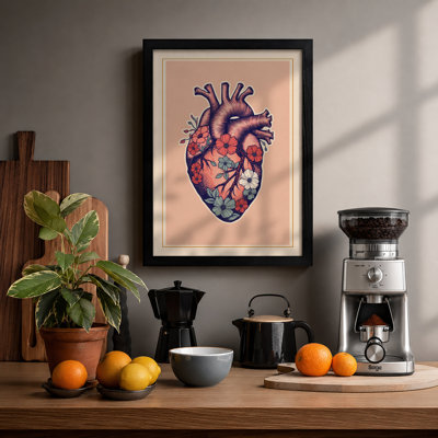 Anatomical Heart Study Modern - Framed Print