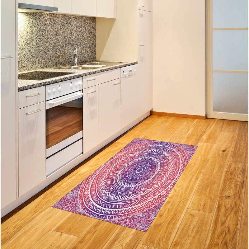 Tapis décoratif rose et mauve à haute densité en fibres de polyester, Rectangle 2 pi 7 po x 5 pi