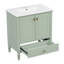 Meuble-lavabo de 30 po avec lavabo, meuble-lavabo autoportant avec 1 tiroir et 2 portes à fermeture en douceur avec rangement pour porte, structure et pieds en bois massif, un paquet
