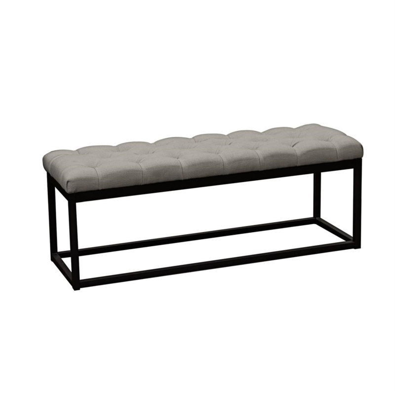 Ileen Linen Blend Upholstered Bench, 19" H x 48" W x 16" D, Gray