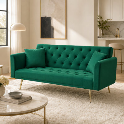 Thomias 71.01'' Velvet Convertible Sofa