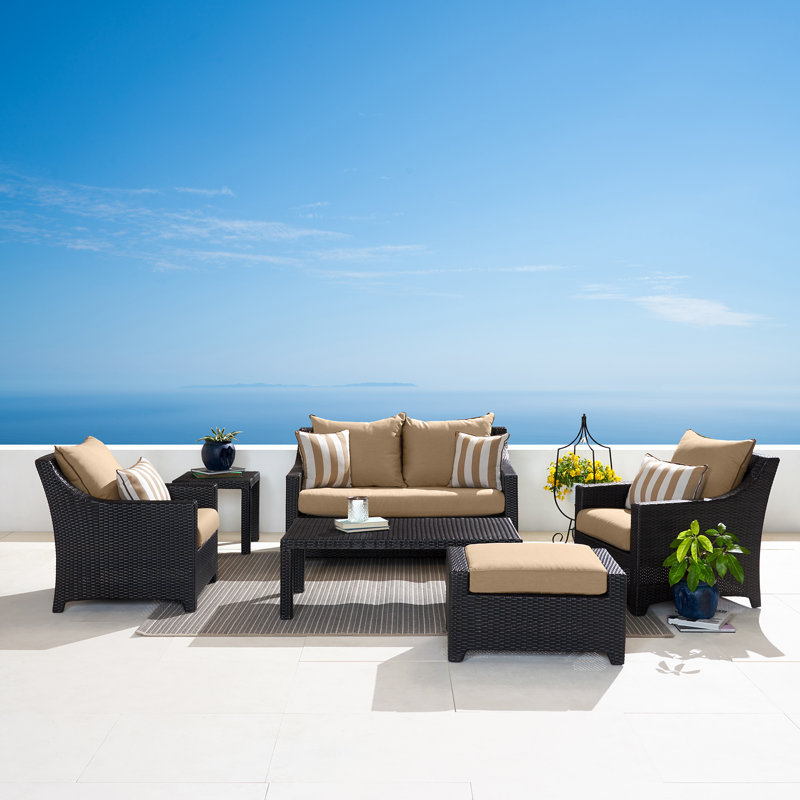 Fionnula 5 - Person Patio Conversation Set with Cushions, Canvas Heather Beige Sunbrella® Canvas