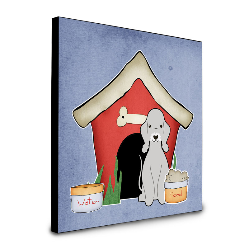 Panneau mural d’art collection dog house Scarvinia, Bedlington terrier bleu