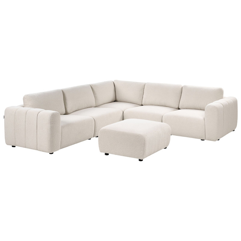Blerata 5 Seater Corner Sofa, Right Hand Facing, Off White Boucle