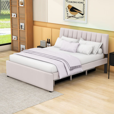 Upholstered Bed with Twin Trundle and Smart LED