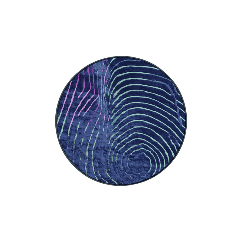 Tapis bleu soyeux et moelleux, Rond 4 pi