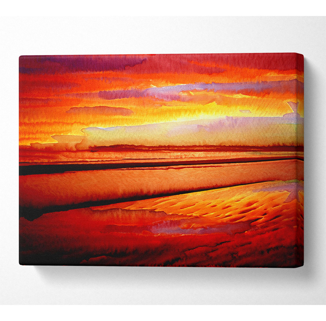 Orange Ocean Sands Leinwand Aquarell