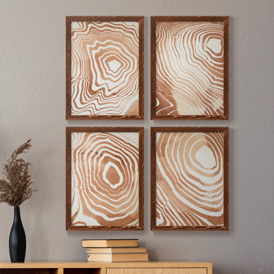 " Wood Grain Suminagashi I " 4 Piece Art Color Photography Print