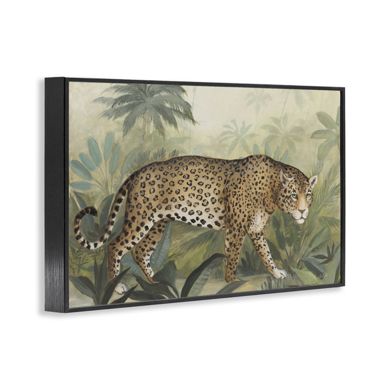 «Prowling Leopard in Forest», art de la giclée encadrée par Julia Purinton, Giclée encadrée noir minuit, H 16 po x l 24 po