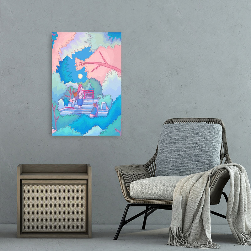 Reproduction d'art contemporain abstrait au clair de lune, H 36 po x l 24 po
