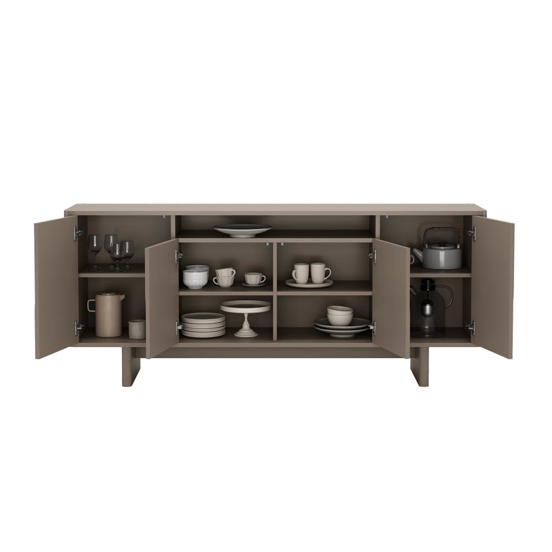 Buffet moderne de 71 po avec 9 tablettes réglables Ella, Moka