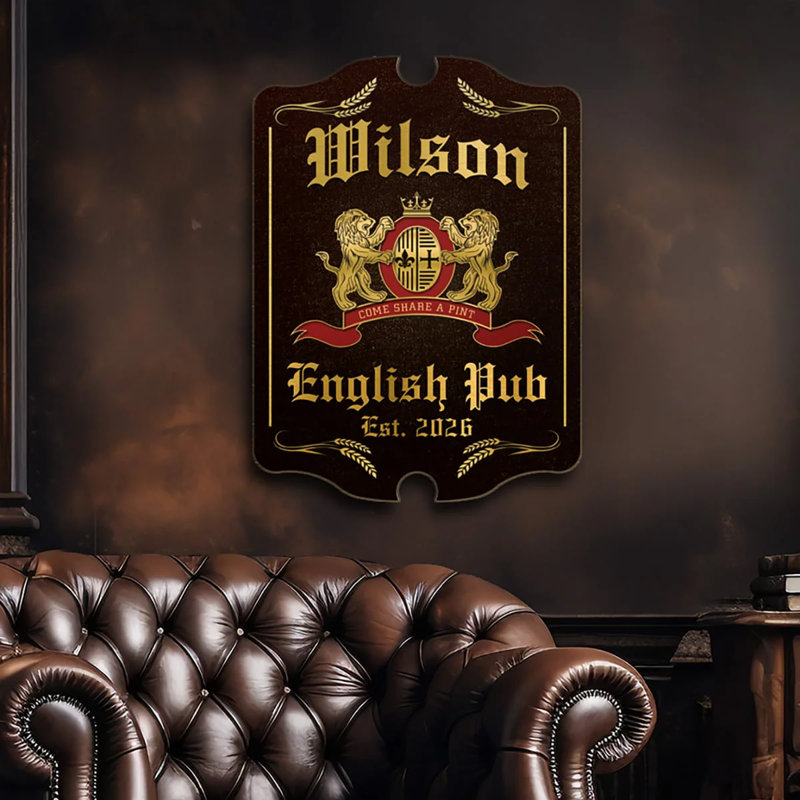 Enseigne de pub Proper English, H 15,5 po x l 11,5 po x P 2 po, Oui