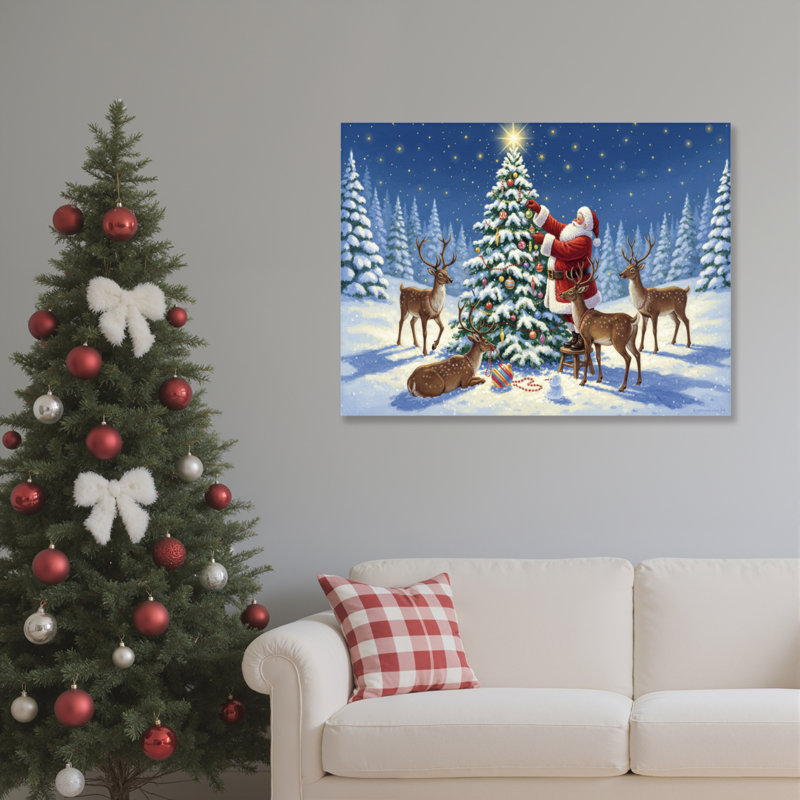 «Tree Reindeer», art mural sur toile, H 12 po x l 18 po