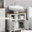 Armoire de rangement sous l'évier, blanc, double porte, évier blanc peu encombrant,