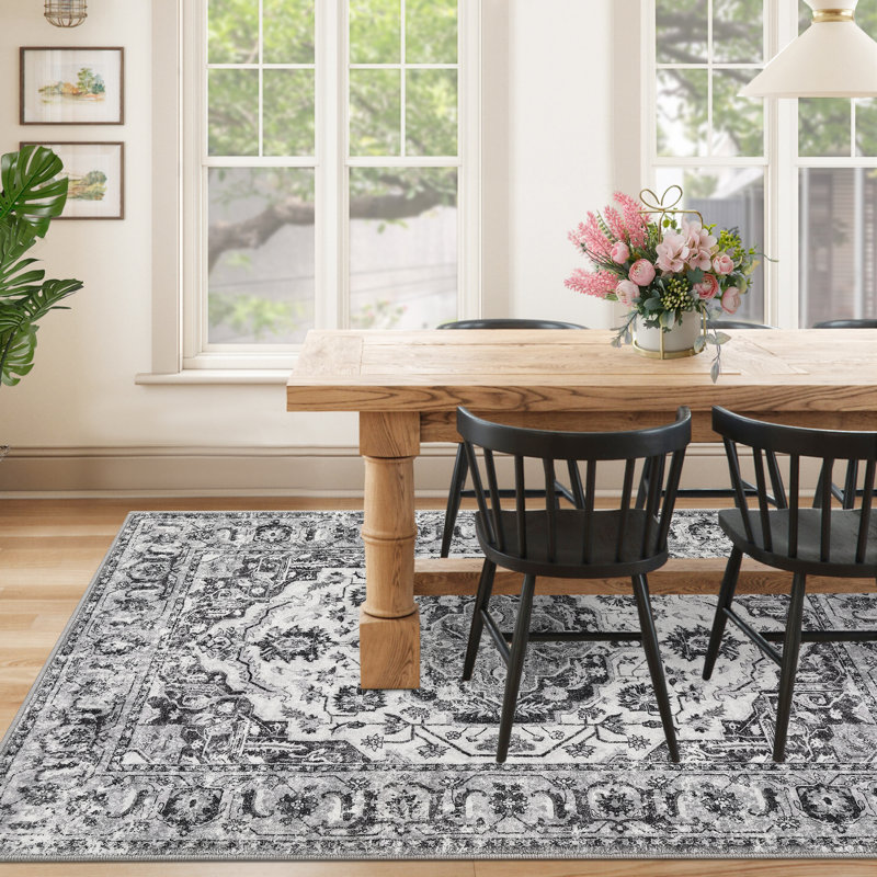 Abstract Machine Printed Area Rug, Rectangle 200 x 290 cm, Gray