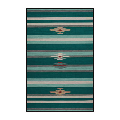  Tapis lavable rayé gris clair émeraude