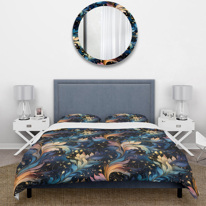 Literie à motif cachemire Ethereal Whispers, Housse de couette pour grand lit et 2 taies décor