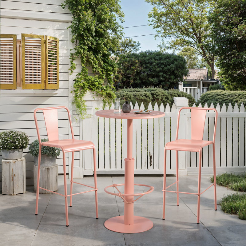 Onnilde 2 - Person Steel Patio Dining Set Round Table