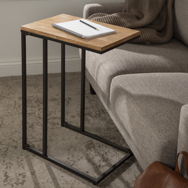 Solid Wood Top End Table, Rustic Brown