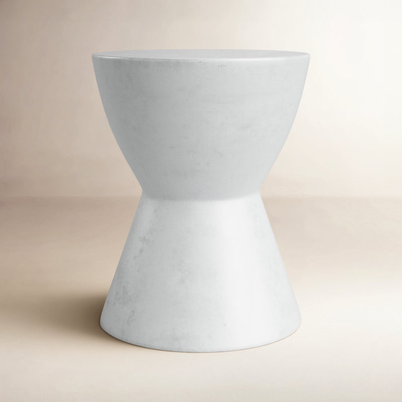 Perse Concrete Top End Table, White