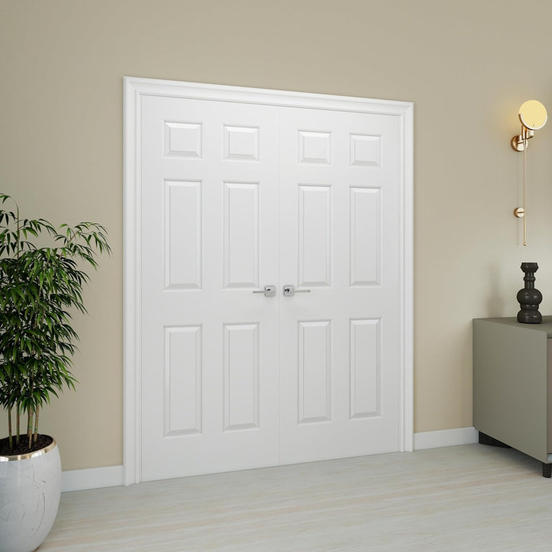 36 po x 80 po Panneau de porte moulé en composite texturé blanc 6 panneaux, 36 po x 80 po