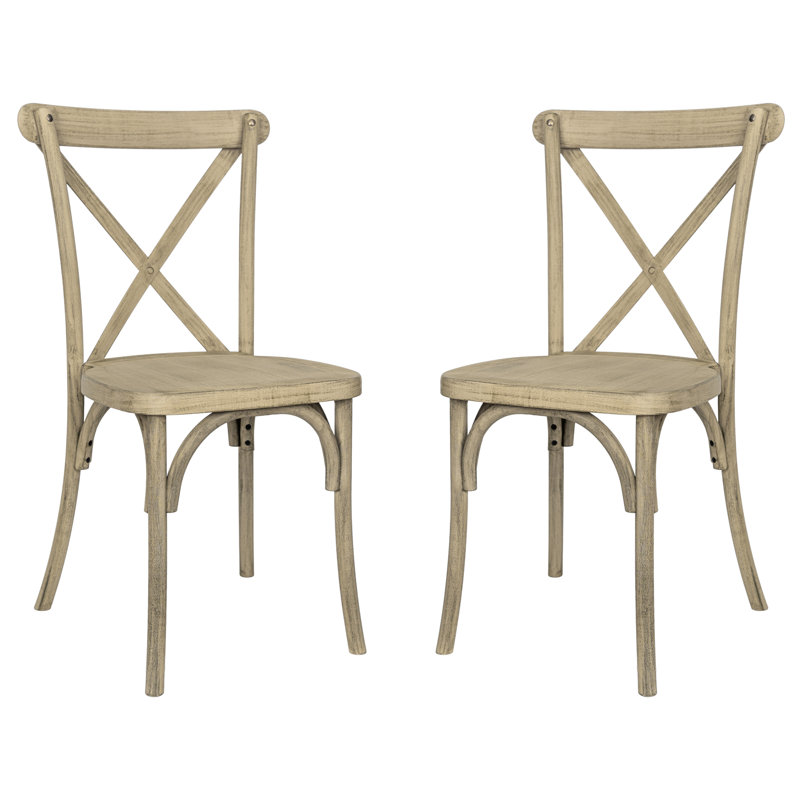 Statice Indoor And Outdoor Commercial Grade Wood Look Resin Cross Back Chair, Natural