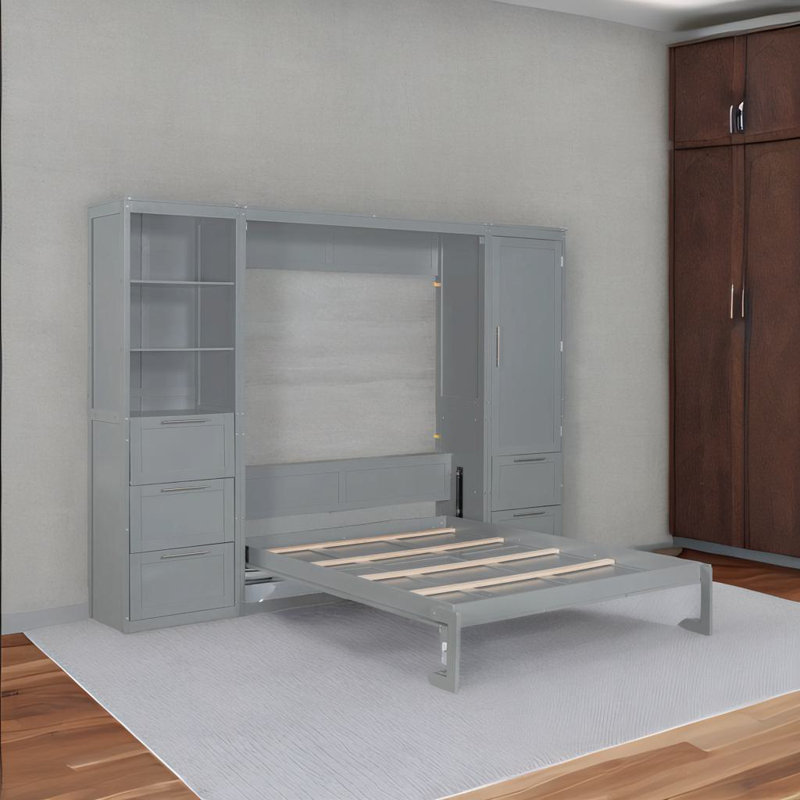 Calim Queen Size Murphy Bed, Gray