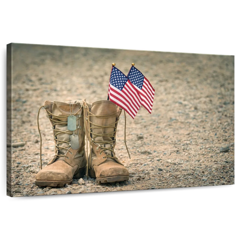 Mait USA Flag Military Boots, 26" H x 39" W