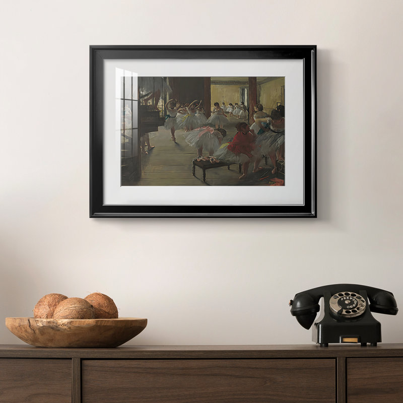 The Dance Class (NGA / Corcoran Version) - Edgar Degas - reproduction encadrée avec passe-partout et verre - c. 1873, Noir