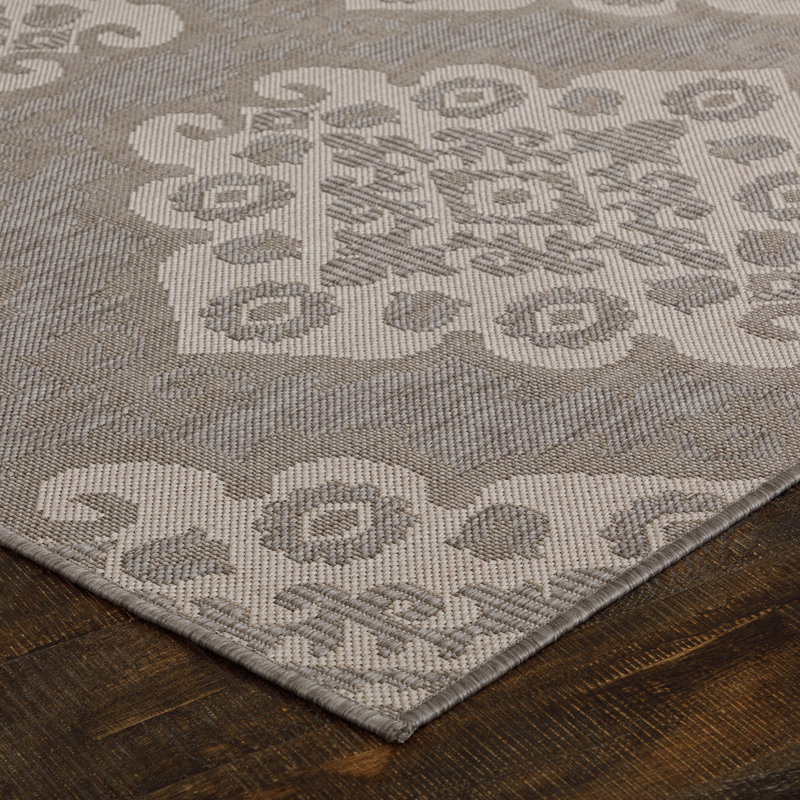 Tapis intérieur / extérieur gris Kraemer, Rectangle 8 pi x 10 pi