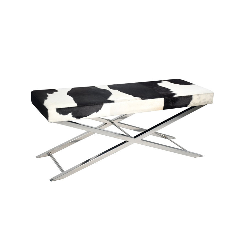 Banc rectangulaire Modern, Chrome, Noir / blanc
